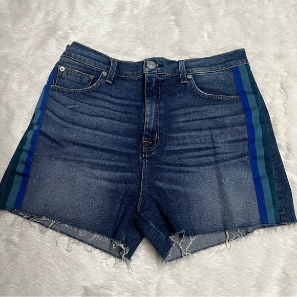 Hudson “Sade cut-off” denim shorts with ribbon stripe - Picture 1 of 6